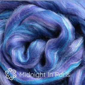 img 3 attached to 🧶 SILK MERINO Fiber for Spinning: Super Soft Combed Top Wool Roving for Various Crafts. Midnight in Paris Delights!