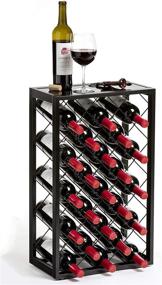 img 4 attached to 🍷 MangoSteam Black Wine Rack: 23 Bottle Capacity with Glass Tabletop