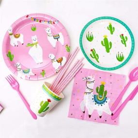 img 3 attached to 🌵 LaVenty 49-Piece Cactus Party Plates and Llama Napkins Bundle – Alpaca Party Supplies with Cactus Party Decorations and Favors