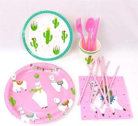 img 2 attached to 🌵 LaVenty 49-Piece Cactus Party Plates and Llama Napkins Bundle – Alpaca Party Supplies with Cactus Party Decorations and Favors