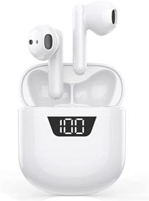 img 4 attached to 🎧 Wireless Bluetooth Earbuds with Mic & Noise Cancellation - True Wireless Stereo Earphones for iPhone and Android - IPX5 Waterproof, Power Display Charging Case