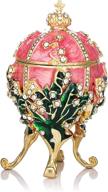 🎁 qifu-hand painted enameled faberge egg style decorative hinged jewelry trinket box - unique gift and home decor accessory логотип