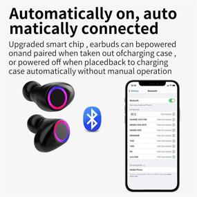 img 3 attached to 🎧 Premium Black Wireless Earbuds: Active Noise Cancelling, Waterproof, Touch Control, Immersive Sound, Deep Bass, Wireless Charging Case