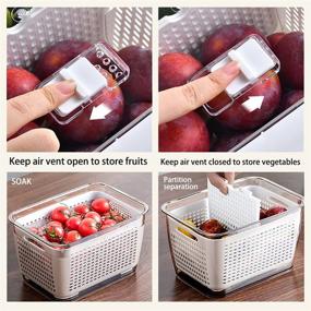 img 1 attached to 🥬 HIEEY 6-Piece Fridge Storage Containers with Built-in Strainer, Produce Bins for Fridge, Lettuce Keeper, White (Not Suitable for Dishwasher), BPA-Free