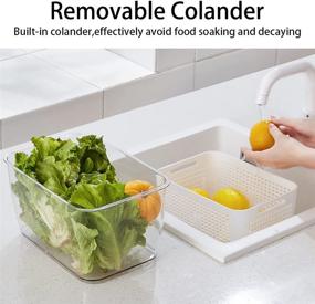 img 2 attached to 🥬 HIEEY 6-Piece Fridge Storage Containers with Built-in Strainer, Produce Bins for Fridge, Lettuce Keeper, White (Not Suitable for Dishwasher), BPA-Free