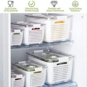 img 3 attached to 🥬 HIEEY 6-Piece Fridge Storage Containers with Built-in Strainer, Produce Bins for Fridge, Lettuce Keeper, White (Not Suitable for Dishwasher), BPA-Free