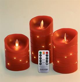 img 4 attached to 🕯️ DANIP Red LED Flameless Candle with Starlight String | 3 LED Candles, Remote Control, Timer | Real Wax, Battery-Powered