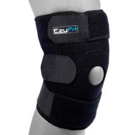 🦵 ezyfit knee brace support with dual stabilizers & open patella - adjustable, breathable neoprene for acl, meniscus tear injury recovery - comfort fit, black/blue, extra large (16"-24") logo