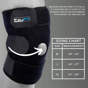 img 2 attached to 🦵 EzyFit Knee Brace Support with Dual Stabilizers & Open Patella - Adjustable, Breathable Neoprene for ACL, Meniscus Tear Injury Recovery - Comfort Fit, Black/Blue, Extra Large (16"-24")