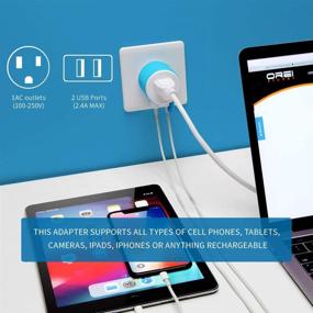 img 2 attached to 🔌 OREI U2U-7 UK, Ireland, Dubai Travel Plug Adapter with Dual USB: Surge Protected Type G Adapter for Cell Phones, Cameras, Laptops, Tablets, iPad, iPhone and More