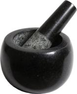 ⚒️ premium black granite mortar and pestle set - anti-scratch padding, protective packaging, 5.2 inch, 6 lbs, polished, black, extras included logo