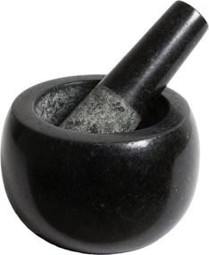 img 4 attached to ⚒️ Premium Black Granite Mortar and Pestle Set - Anti-Scratch Padding, Protective Packaging, 5.2 Inch, 6 Lbs, Polished, Black, Extras Included