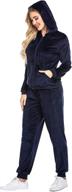 🔥 hotouch velour tracksuit womens: 2 piece sweatsuit with full zip hoodie & sweatpants set - stylish sweatshirt with pockets logo