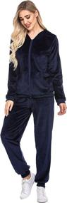 img 3 attached to 🔥 Hotouch Velour Tracksuit Womens: 2 Piece Sweatsuit with Full Zip Hoodie & Sweatpants Set - Stylish Sweatshirt with Pockets