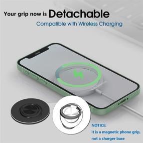 img 3 attached to 💍 Магнитная подставка для кольца, совместимая с Magsafe для iPhone 12 13 Pro/Max/Mini - элегантная черная ручка для телефона с съемным дизайном, поддерживающая беспроводную зарядку.