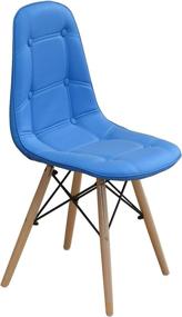 img 2 attached to 🪑 Contemporary Casa AndreaMilano Tufted 2 Eames Style Chair Set: Sky Blue, Natural Wood Legs