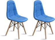 🪑 contemporary casa andreamilano tufted 2 eames style chair set: sky blue, natural wood legs логотип