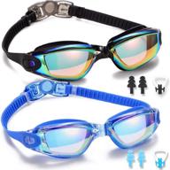 🏊 yizerel swim goggles: 2 pack adult & youth swimming goggles, no leaking anti fog uv 400 protection, waterproof clear vision for triathlon & pool logo