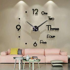 img 4 attached to 🕰️ Black DIY Frameless 3D Wall Clock Stickers - Large Wall Decoration for Living Room, Bedroom, and Office