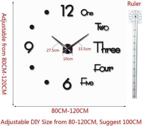 img 3 attached to 🕰️ Black DIY Frameless 3D Wall Clock Stickers - Large Wall Decoration for Living Room, Bedroom, and Office