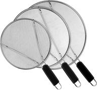 🔥 stainless steel grease splatter screen for frying pan - 9.8", 11.4", 13" sizes - hot oil splash guard with resting feet - cooking shield to prevent oil spatter logo