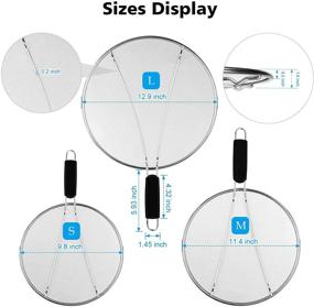 img 3 attached to 🔥 Stainless Steel Grease Splatter Screen for Frying Pan - 9.8", 11.4", 13" Sizes - Hot Oil Splash Guard with Resting Feet - Cooking Shield to Prevent Oil Spatter