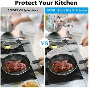 img 1 attached to 🔥 Stainless Steel Grease Splatter Screen for Frying Pan - 9.8", 11.4", 13" Sizes - Hot Oil Splash Guard with Resting Feet - Cooking Shield to Prevent Oil Spatter