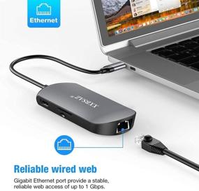img 1 attached to 💻 XXBSAZ USB C Hub 8 in 1 Adapter: HDMI, Type C PD Charging, USB 3.0, Ethernet, SD TF Card Reader - MacBook/Pro/Air/iPad Pro Compatible - Grey