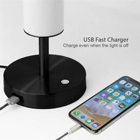 img 1 attached to 💡 O'Bright Dimmable LED Cylinder Table Lamp with USB Charging Port: Modern, Minimal Night Lamp for Living Room, Bedroom, Home Office - Black