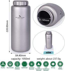 img 3 attached to 🏞️ Ultralight Titanium Sport Water Bottle - Boundless Voyage 35.5 fl oz/1050ml: Leakproof, Ideal for Outdoor Camping and Hiking