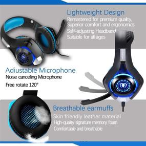 img 1 attached to 🎧 Blue Gaming Headset for Xbox One PS4 PC Laptop Tablet with Mic, Over Ear Headphones, Noise Cancelling, Stereo Bass Surround - Ideal for Kids, Mac, Smartphones, Cellphones