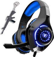 🎧 blue gaming headset for xbox one ps4 pc laptop tablet with mic, over ear headphones, noise cancelling, stereo bass surround - ideal for kids, mac, smartphones, cellphones logo