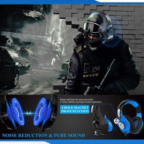 img 2 attached to 🎧 Blue Gaming Headset for Xbox One PS4 PC Laptop Tablet with Mic, Over Ear Headphones, Noise Cancelling, Stereo Bass Surround - Ideal for Kids, Mac, Smartphones, Cellphones