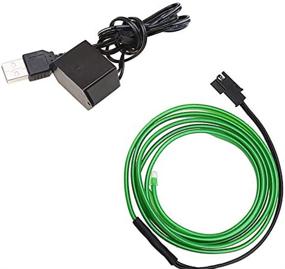 img 2 attached to Car Atmosphere Light Strip 2M/6FT USB Neon EL Wire Green Cold Lights Glow String Strip For Xmas Party Pub Festival Decoration(2M