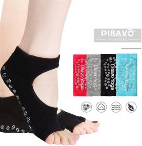 img 1 attached to 🧦 4 Pairs Women's Yoga Socks with Non-Slip Grip, Toeless & Skid-Resistant for Pilates, Barre, Ballet, Barefoot Practice - Size 5-10