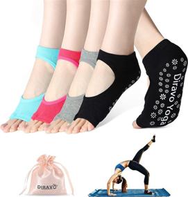 img 4 attached to 🧦 4 Pairs Women's Yoga Socks with Non-Slip Grip, Toeless & Skid-Resistant for Pilates, Barre, Ballet, Barefoot Practice - Size 5-10