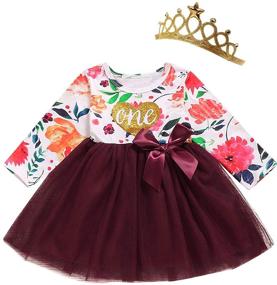 img 3 attached to Floral Lace Baby Girl Birthday Dress Set - Charming Outfit Sets for Little Girls