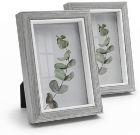 img 4 attached to 🖼️ Afuly 4x6 Picture Frame Set: Stylish Grey Wooden Photo Frames for Office and Home Décor - Ready to Hang or Stand - Tabletop Desk Display - Great Thanksgiving and Christmas Gifts (Set of 2)