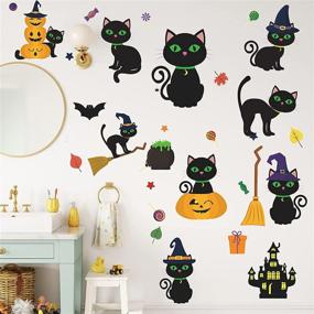 img 3 attached to 🐱 Наклейки для окон Atcarmor Halloween Gel: Чёрные кошки для праздничного декора дома