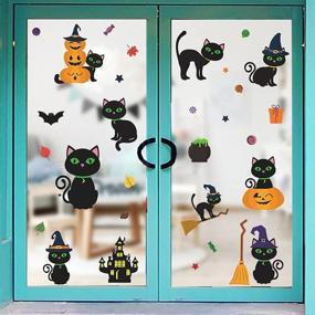 img 4 attached to 🐱 Наклейки для окон Atcarmor Halloween Gel: Чёрные кошки для праздничного декора дома