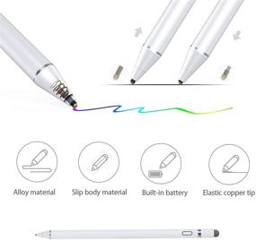 img 2 attached to 🖊️ MENKARWHY Active Stylus Digital Pen for Touch Screens, Rechargeable 1.5mm Fine Point Stylus Smart Pencil Compatible with Most Tablets, Includes Glove (White), Model E8910BT