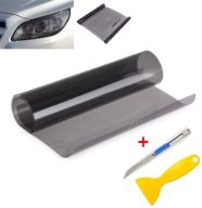 🚗✨ enhance your car's style with 2pcs 12x48 inches self-adhesive light black car light sticker - smoke fog light taillight headlight tint chameleon vinyl film sheet with squeegee and cutter logo