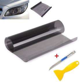 img 4 attached to 🚗✨ Enhance Your Car's Style with 2PCS 12x48 inches Self-Adhesive Light Black Car Light Sticker - Smoke Fog Light Taillight Headlight Tint Chameleon Vinyl Film Sheet with Squeegee and Cutter