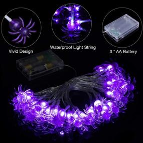 img 2 attached to 🕷️ Halloween Spider Fairy Lights - 30 Purple LEDs with Battery Operation for Spooky Decorations