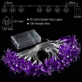 img 1 attached to 🕷️ Halloween Spider Fairy Lights - 30 Purple LEDs with Battery Operation for Spooky Decorations