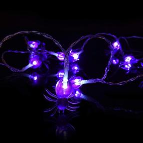 img 3 attached to 🕷️ Halloween Spider Fairy Lights - 30 Purple LEDs with Battery Operation for Spooky Decorations