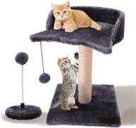 🐱 kitty delight: natural sisal scratching post with plush platform, interactive toy balls - great gift for cats and kittens logo