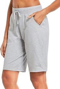 img 1 attached to 🩳 BALEAF Women's 10-Inch Cotton Athletic Bermuda Shorts - Long Lounge Yoga Walking Pajama Sweat Shorts with Pockets