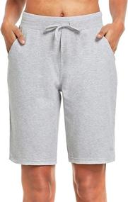 img 2 attached to 🩳 BALEAF Women's 10-Inch Cotton Athletic Bermuda Shorts - Long Lounge Yoga Walking Pajama Sweat Shorts with Pockets