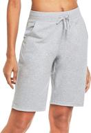 🩳 baleaf women's 10-inch cotton athletic bermuda shorts - long lounge yoga walking pajama sweat shorts with pockets logo